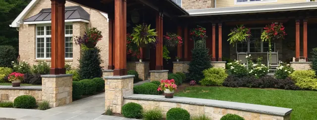 front entrance walkway and landscape plantings