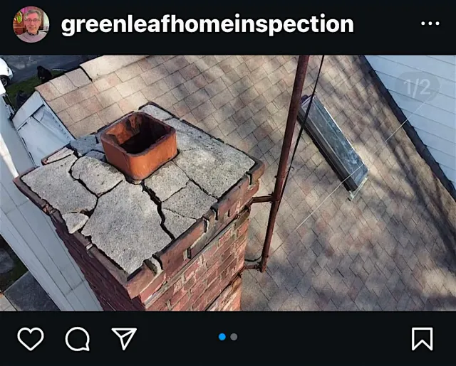 Damaged Chimney seen with Drone