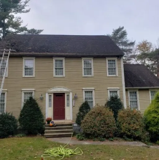 brown home before roof wash