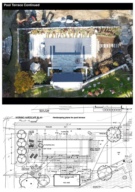 Aerial photograph of pool terrace construction