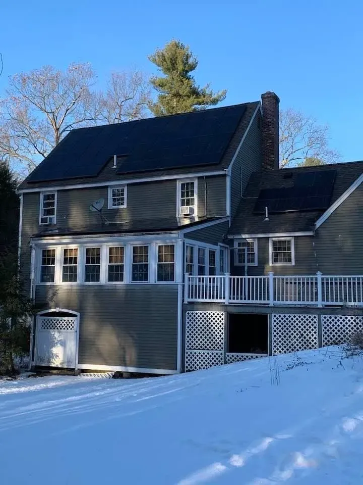 Before and after images showing a NH home’s solar panel upgrade
