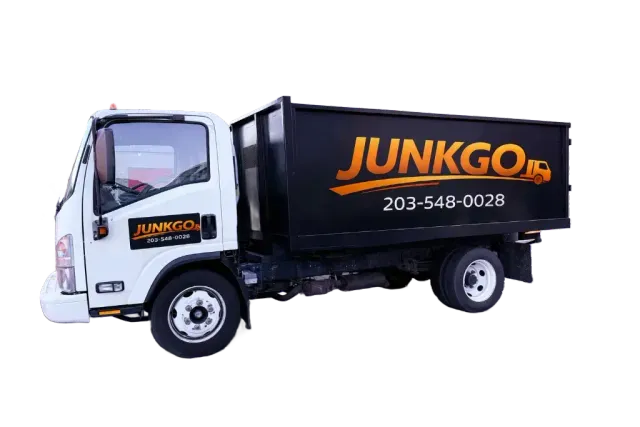 JUNKGO LLC junk removal truck in Stamford, Connecticut