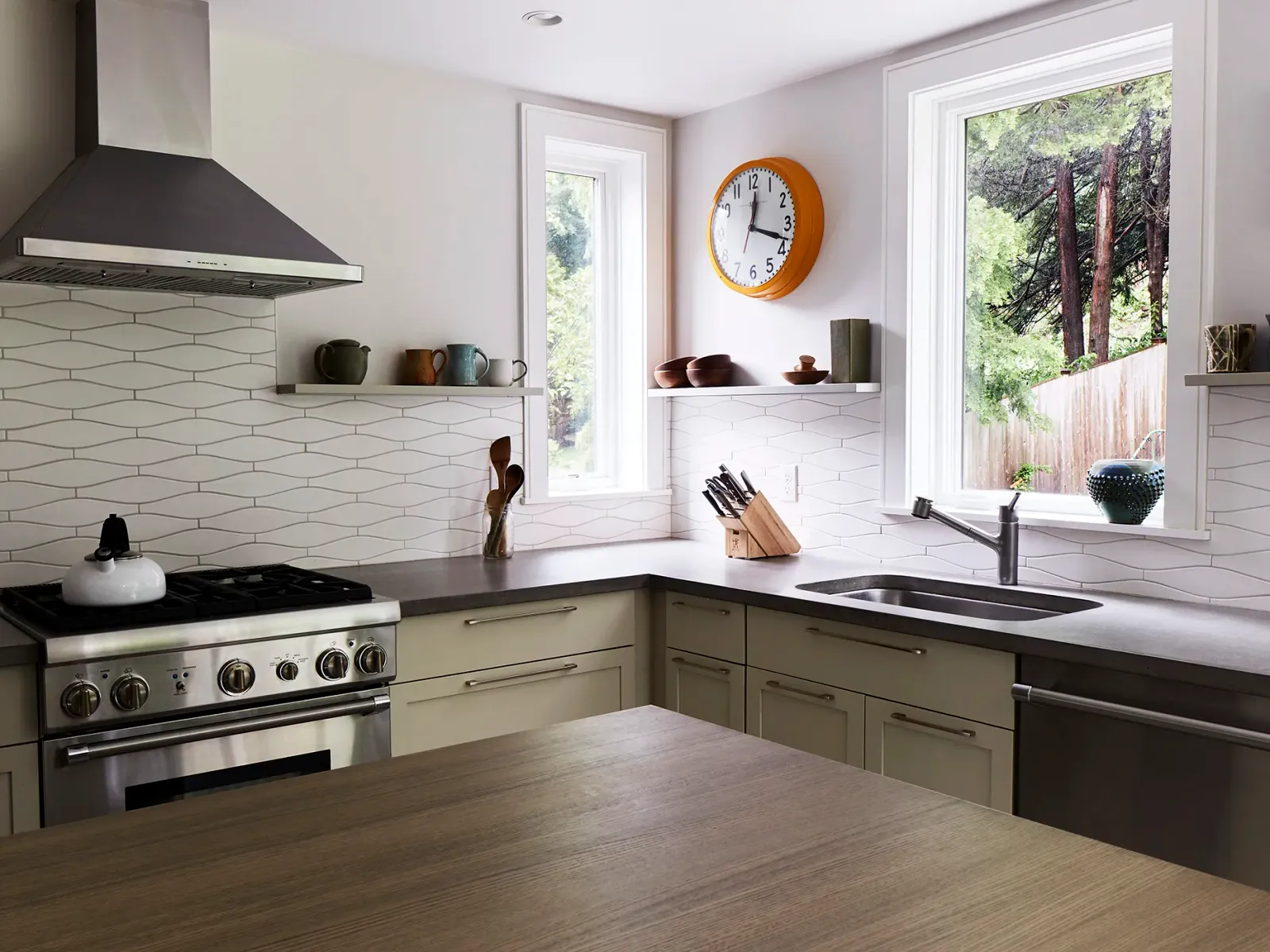 Renovated kitchen with wood counters