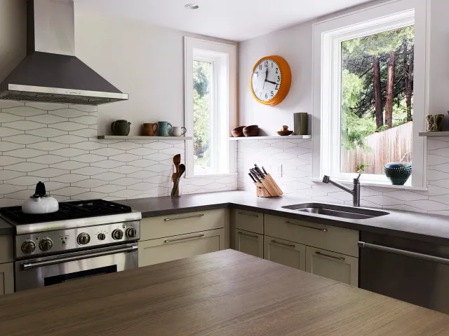 Renovated kitchen with wood counters