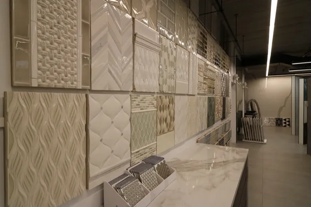 White decorative surface tile wall display