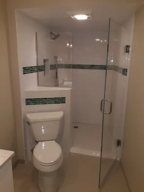 Spacious Walk-in Shower with Niche and Easy Access Controls