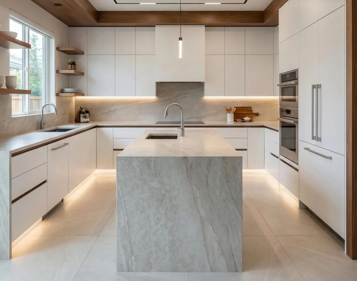 Kitchen after Blackwood remodel — modern white cabinetry