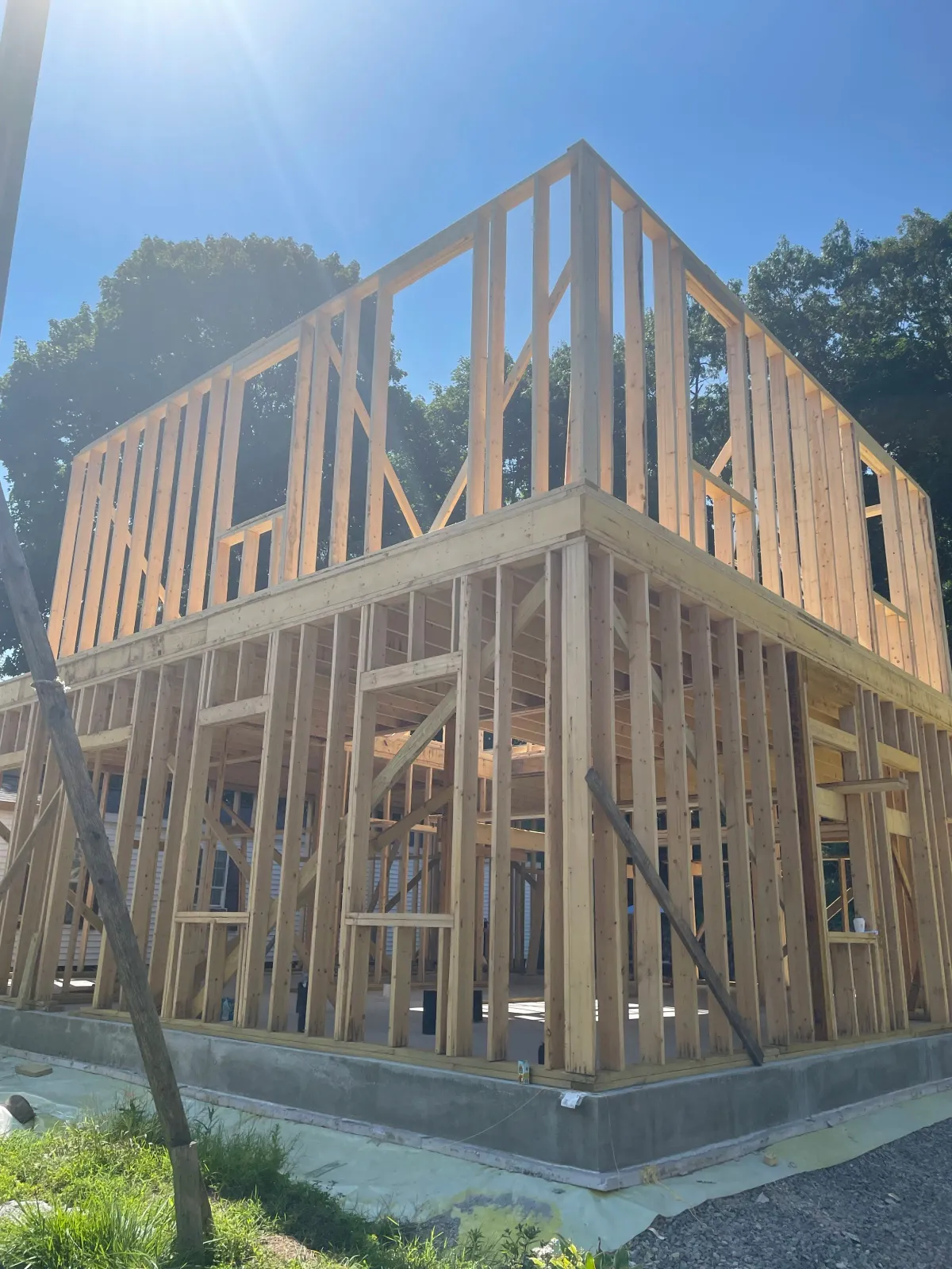 New-construction frame going up