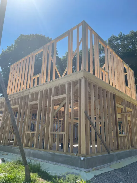 New-construction frame going up