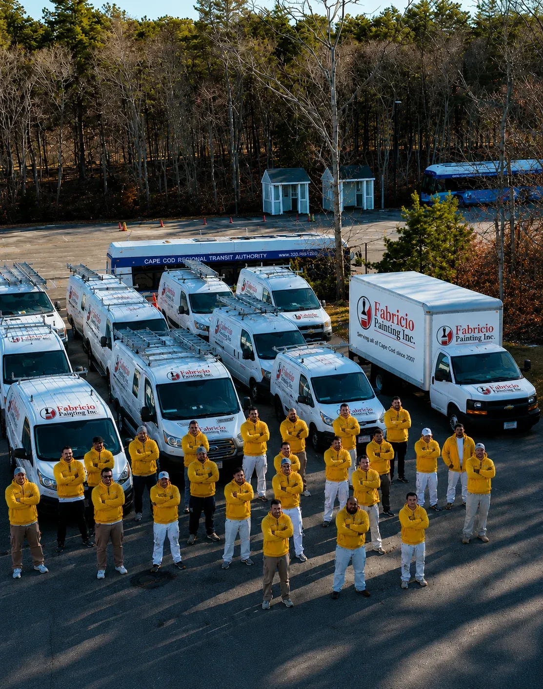 Fabricio Painting crew with company vehicles serving homeowners across Cape Cod MA