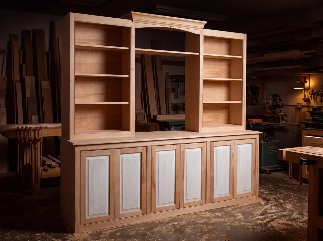 Custom built-in shelves and cabinets