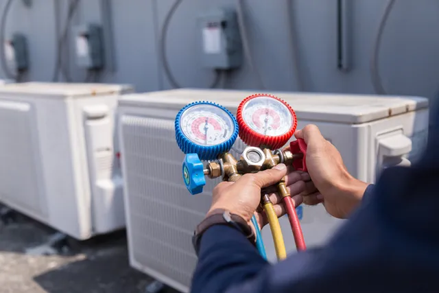 servicing HVAC units