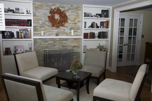 Finished tiled fireplace