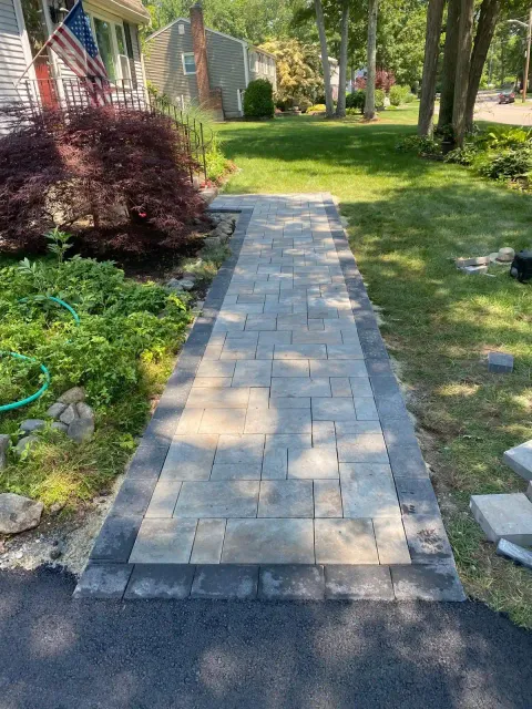 Paver walkway installation in Massachusetts