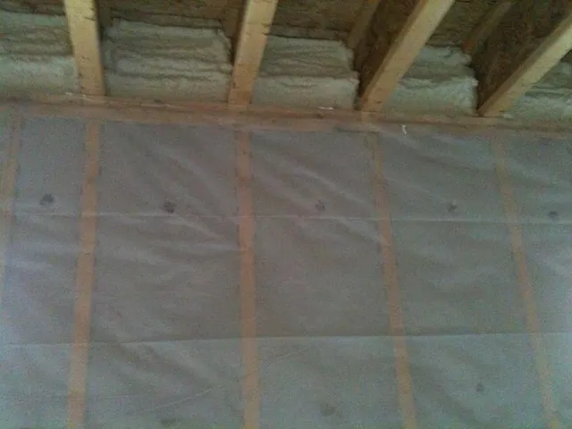 Completed insulation and vapor-barrier work on a Gauthier Insulation job