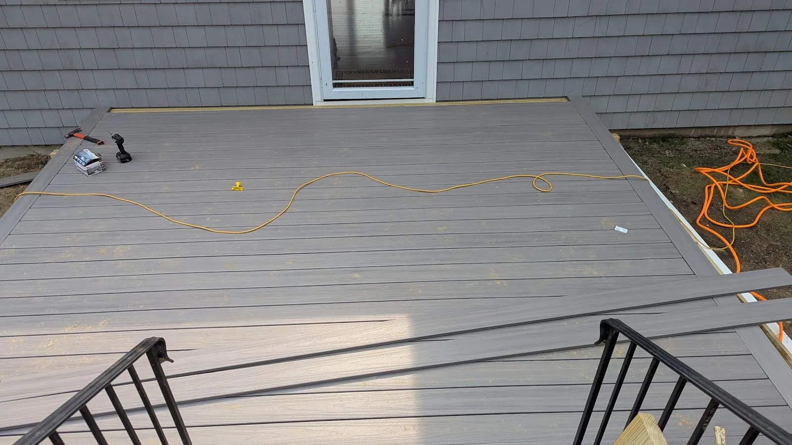Large composite deck construction in progress