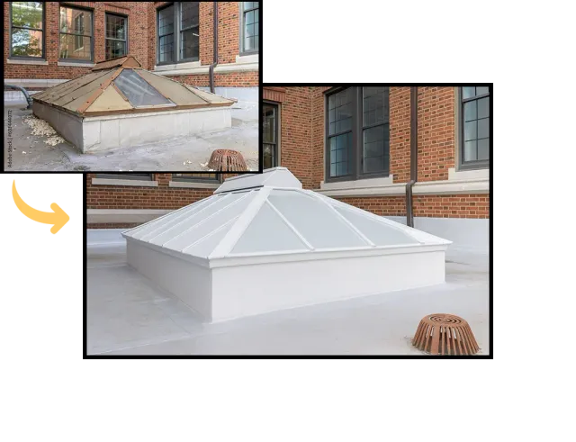 Roof restoration before and after