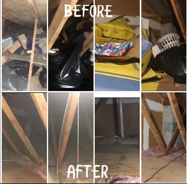 Before & after of a junk removal job