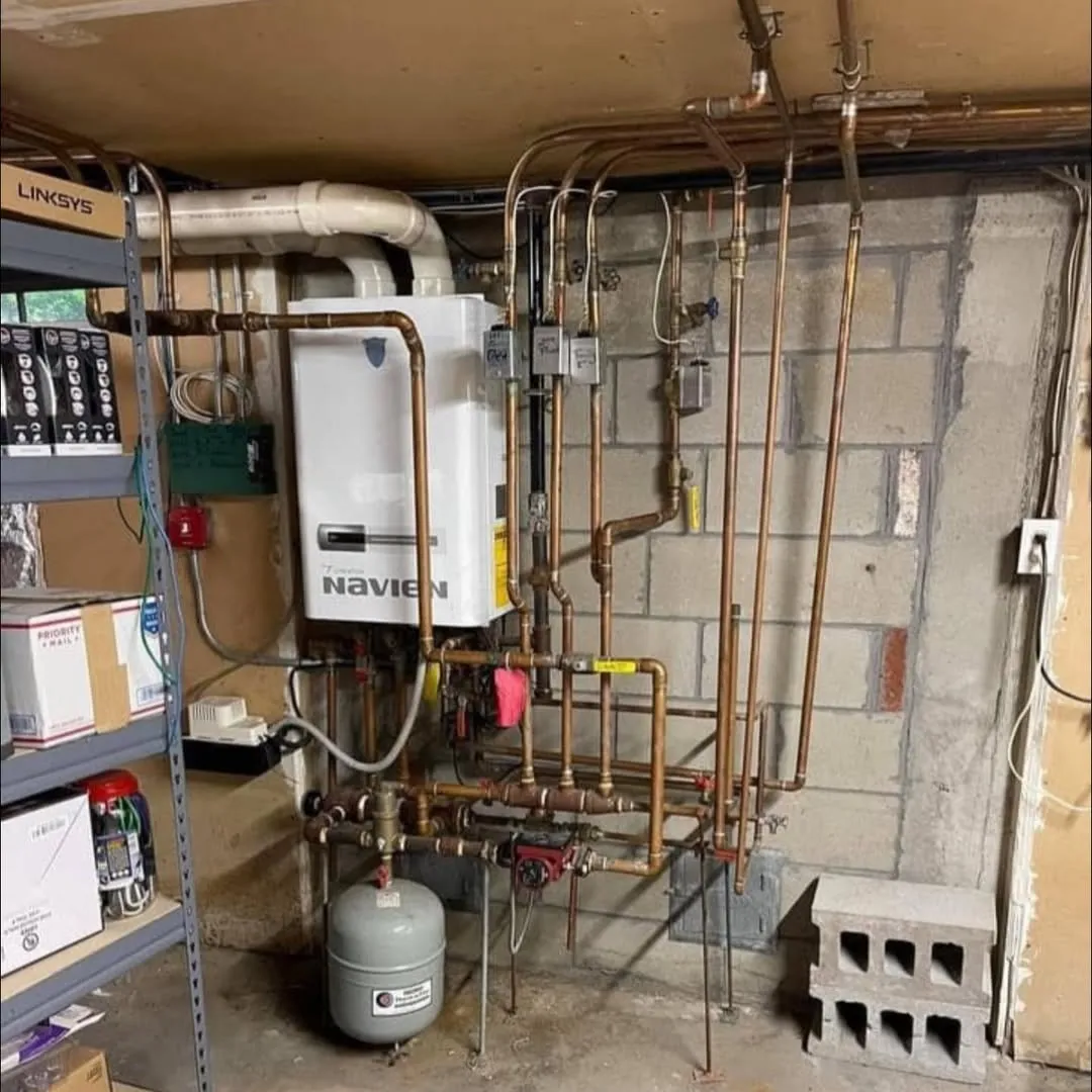 Navien combi boiler with new copper near-boiler piping