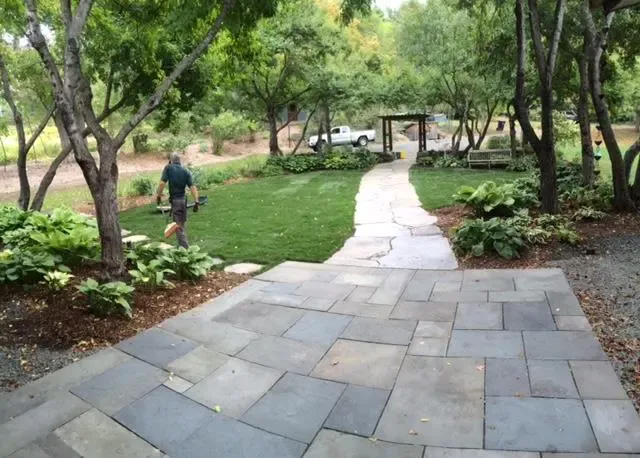 Goshen Stone and bluestone form the walkway.
