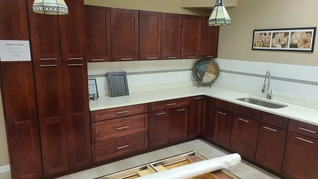 Cherry kitchen cabinetry installation