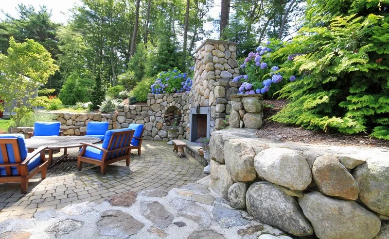 Pool with boulder waterfall