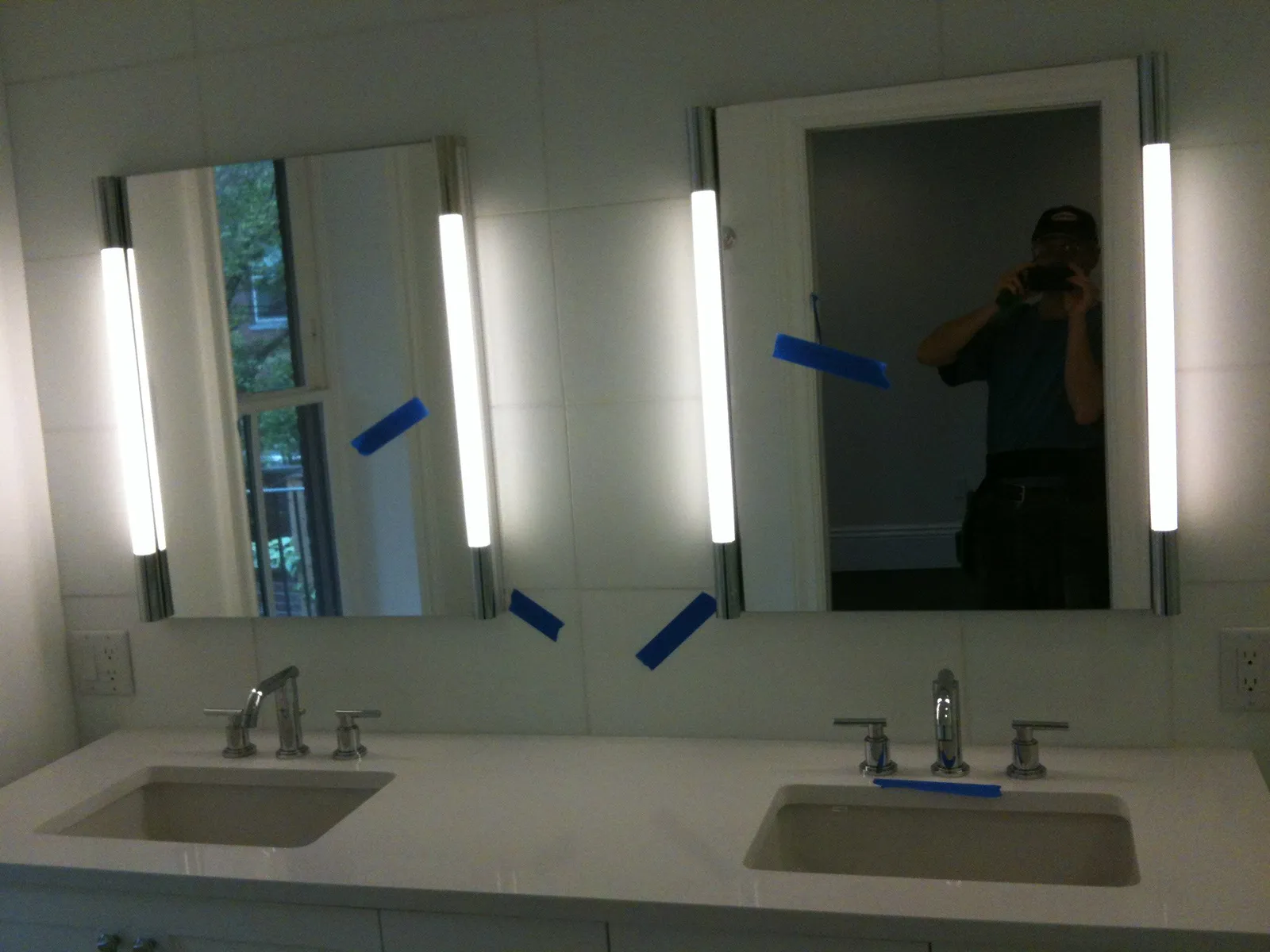 Bathroom vanity sconce installation