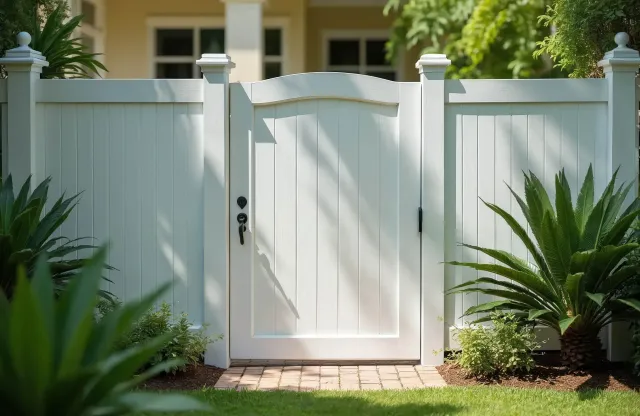 White fence entryway