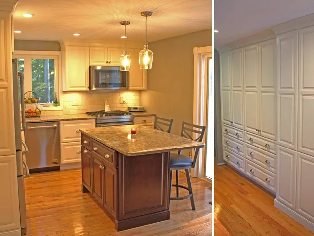 Kitchen remodel - island and floor-to-ceiling pantry cabinetry