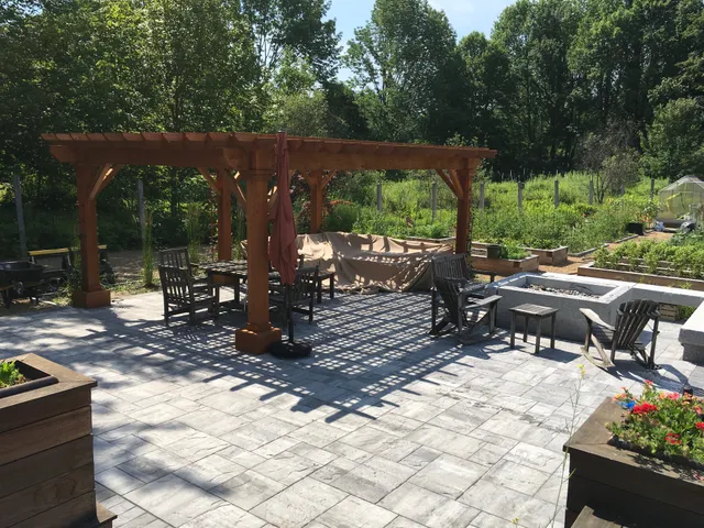 Tree and Stone Landscape Construction work photo