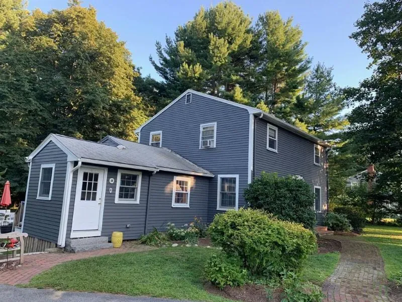 Exterior color change from yellow to slate blue — after
