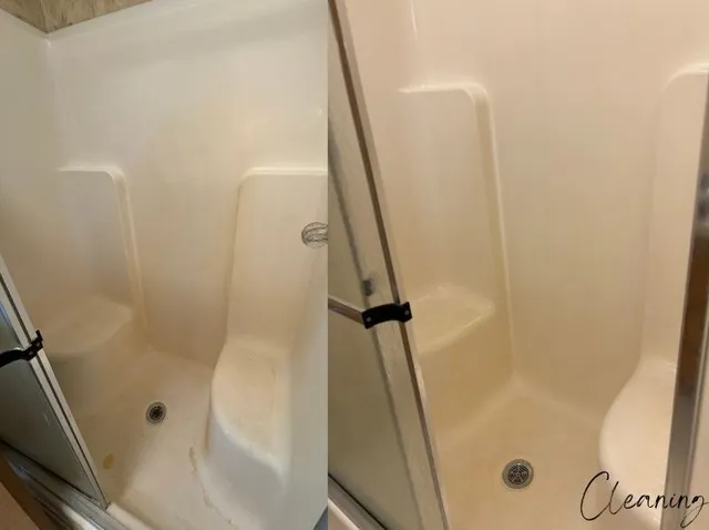 Freshly cleaned shower creating a clean, peaceful bathroom space