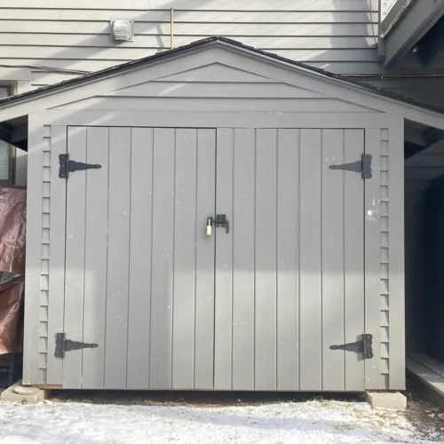 showing storage shed construction