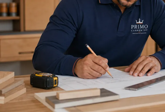 Primo Carpentry craftsman writing an itemized, no-obligation estimate on-site for a Connecticut project