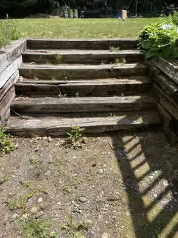 Railroad Tie Wall Rebuilt In Block — Foxboro in Norfolk, MA by LD Landscape & Construction — photo 2