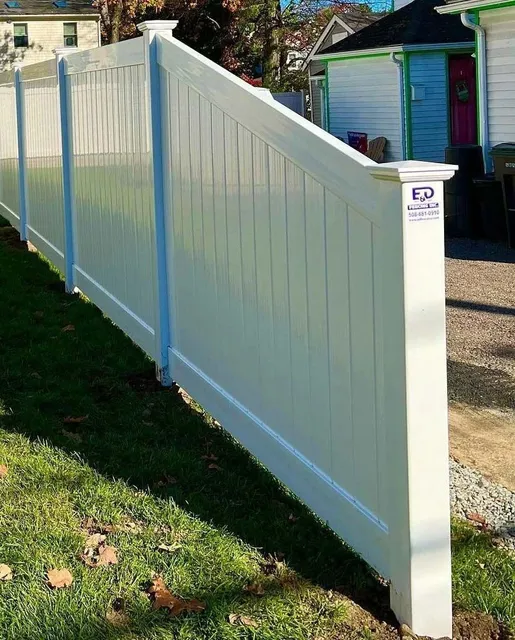 White vinyl privacy fence by E&D Fencing