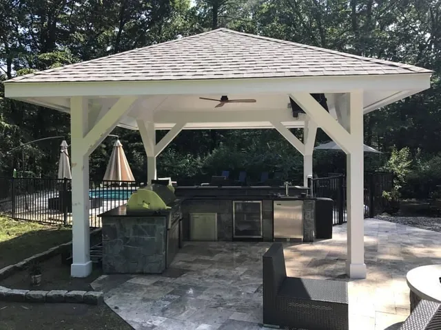 Covered outdoor kitchen pavilion