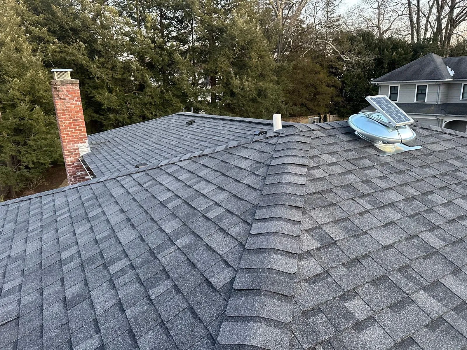 Completed roofing project on a Greater Boston home