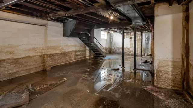 Flooded basement before restoration