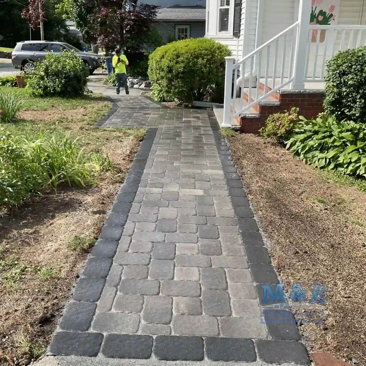 Modern paver walkway