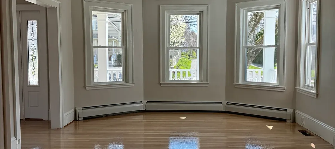 Residential floor refinishing Somerville MA - home hardwood floor sanding and staining with custom color finish and polyurethane coating