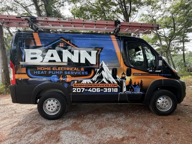 BANN Home Electrical and Heat Pump Services branded service van serving Southern and Midcoast Maine