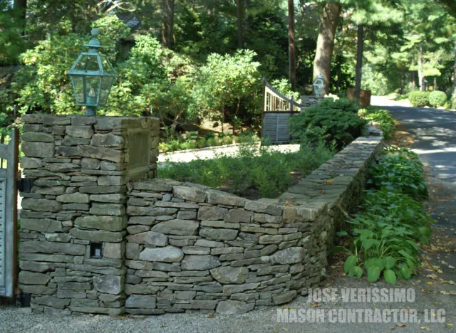 Natural Stone Wall With Pillars