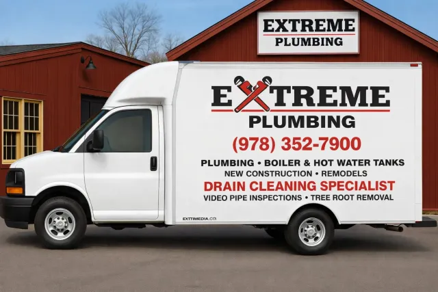 Extreme plumbing drain cleaning service truck haverhill ma 978 352 7900