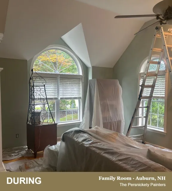 Family Room during painting, Auburn, NH - The Persnickety Painters