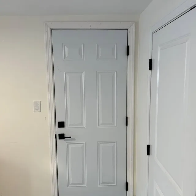 New six-panel interior door and casing