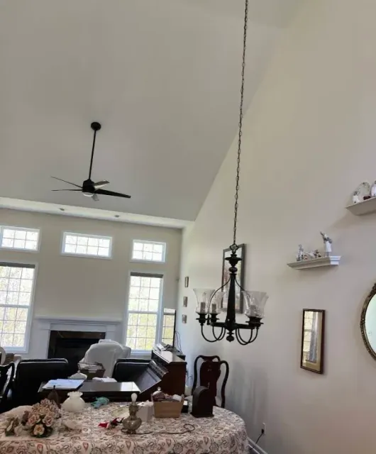 Vaulted living room ceiling, finished