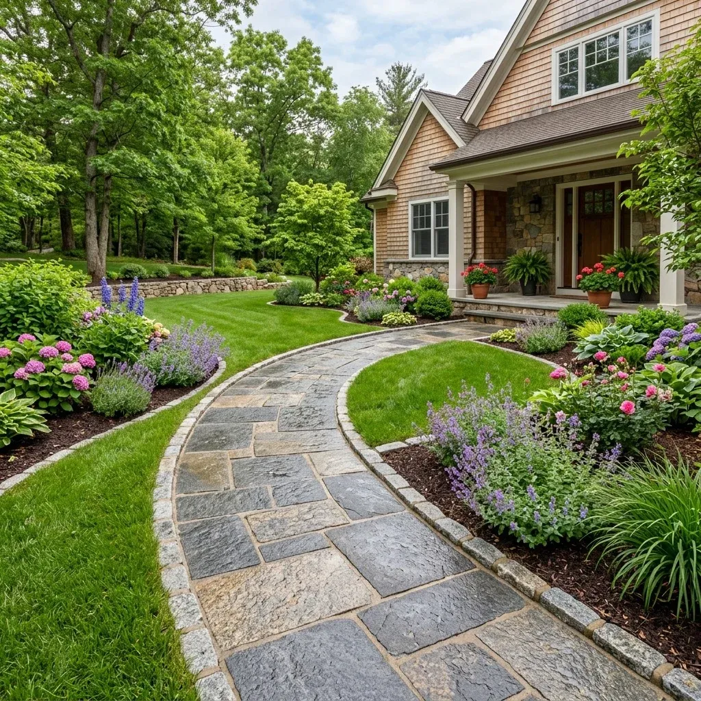 Custom granite stone walkway