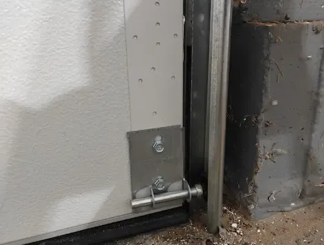 New heavy-duty bottom bracket installed during a garage door repair in Waterbury CT.