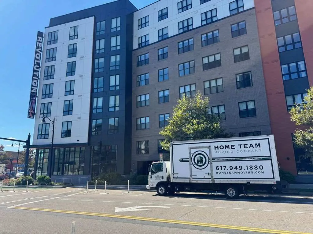 Truck on site for an apartment building move